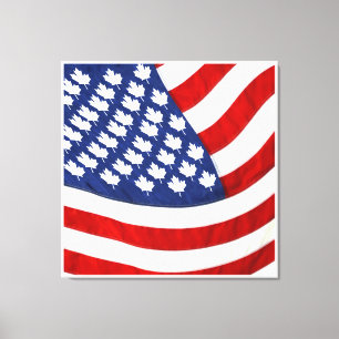 Canadian / American Waving Flag Canvas Print