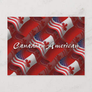 Canadian-American Waving Flag Postcard