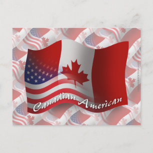 Canadian-American Waving Flag Postcard