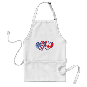 Canadian and America Flag Hearts Standard Apron