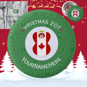Canadian Angel Christmas Flag Personalised 3 Cm Round Badge
