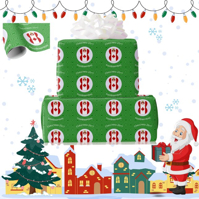 Canadian Angel Christmas Flag Personalised Wrapping Paper (Creator Uploaded)