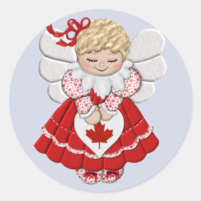 Canadian Angel Classic Round Sticker (Front)