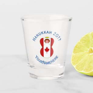 Canadian Angel Hanukkah Flag Personalised Shot Glass