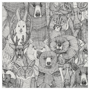 canadian animals black white fabric