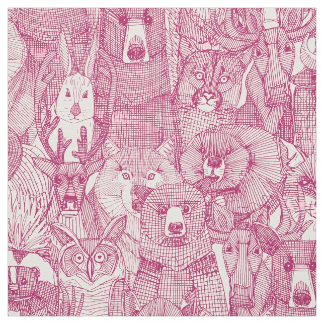 canadian animals cherry pearl fabric (Swatch)
