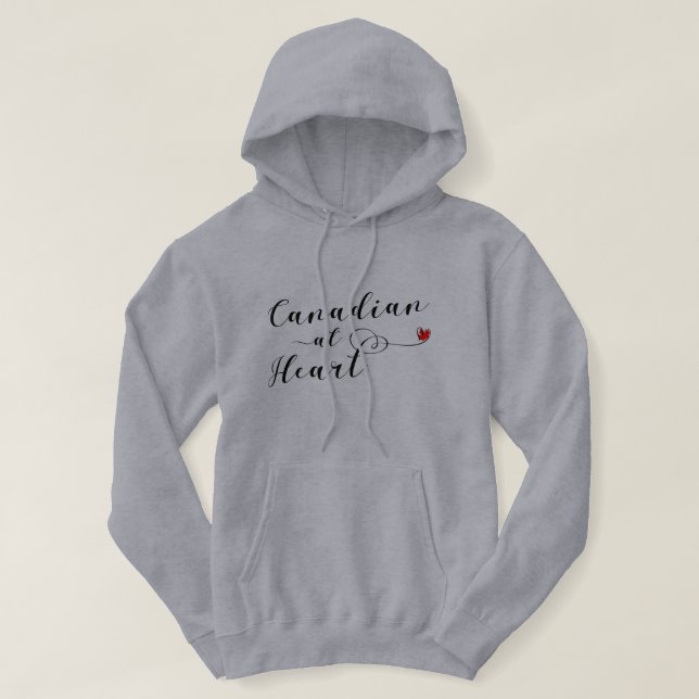 Canadian At Heart Hoodie, Canada Hoodie (Design Front)