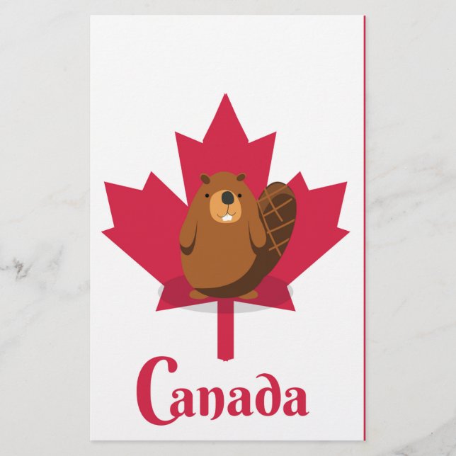 Canadian beaver cartoon travel poster stationery (Front)