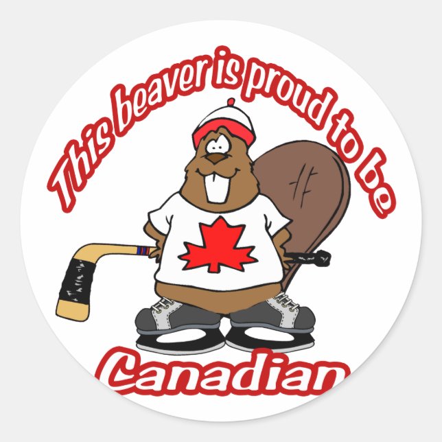 Canadian Beaver Classic Round Sticker (Front)