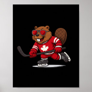 Canadian Beaver Hockey Symbol Flag Shirt 1st July Poster