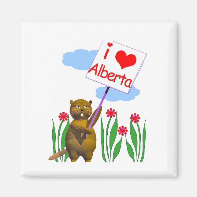 Canadian Beaver Loves Alberta Magnet (Front)