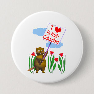 Canadian Beaver Loves British Columbia 7.5 Cm Round Badge