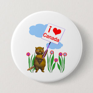 Canadian Beaver Loves Canada 7.5 Cm Round Badge