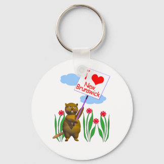 Canadian Beaver Loves New Brunswick Key Ring