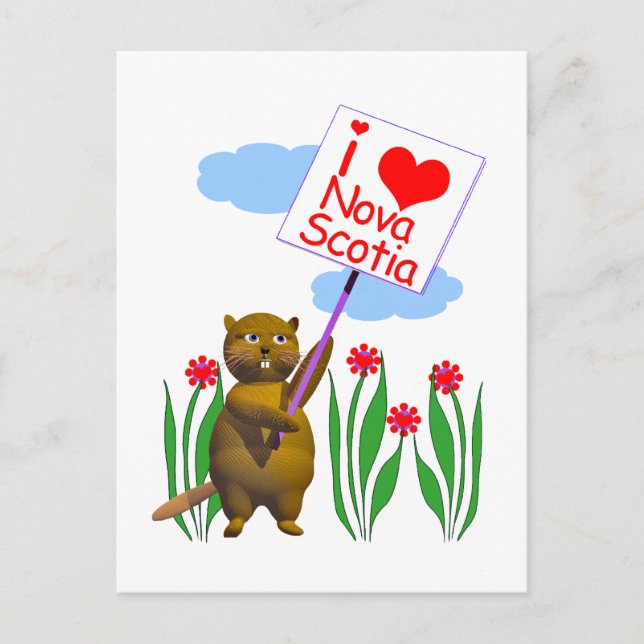 Canadian Beaver Loves Nova Scotia Postcard (Front)