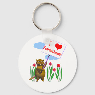 Canadian Beaver Loves Saskatchewan Key Ring