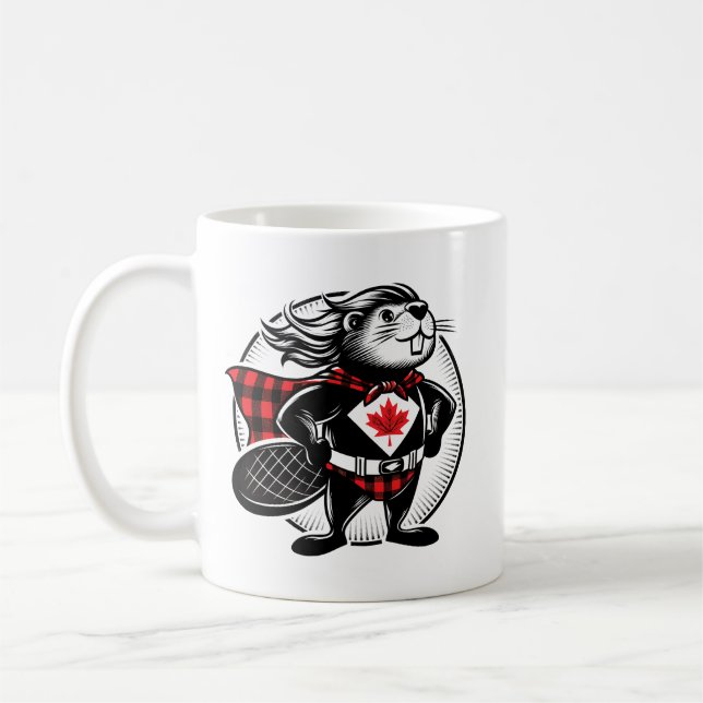 Canadian Beaver Lumberjack Buffalo Plaid Coffee Mug (Left)