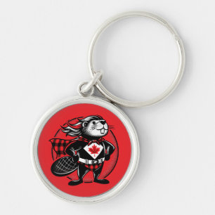 Canadian Beaver Lumberjack Buffalo Plaid Key Ring
