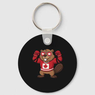 Canadian Beaver Symbol Hockey Flag Shirt 1st July Key Ring
