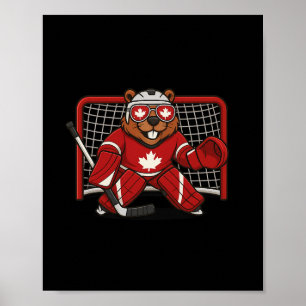 Canadian Beaver Symbol Hockey Goalie Tee 1st July Poster