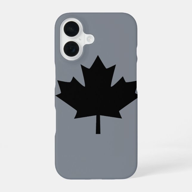 Canadian Black Maple Leaf Decor iPhone 16 Case (Back)