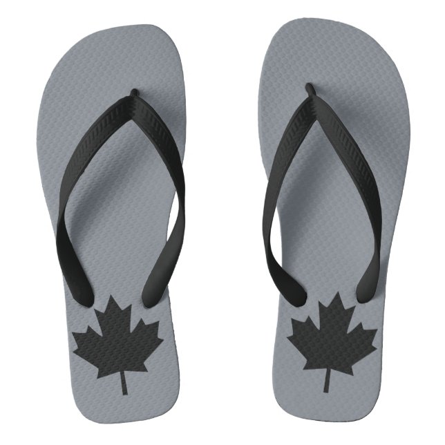 Canadian Black Maple Leaf Decor Jandals (Footbed)
