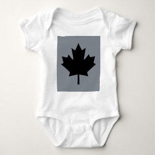 Canadian Black Maple Leaf Design Baby Bodysuit