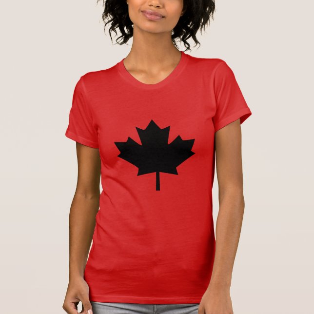 Canadian Black Maple Leaf Design T-Shirt (Front)