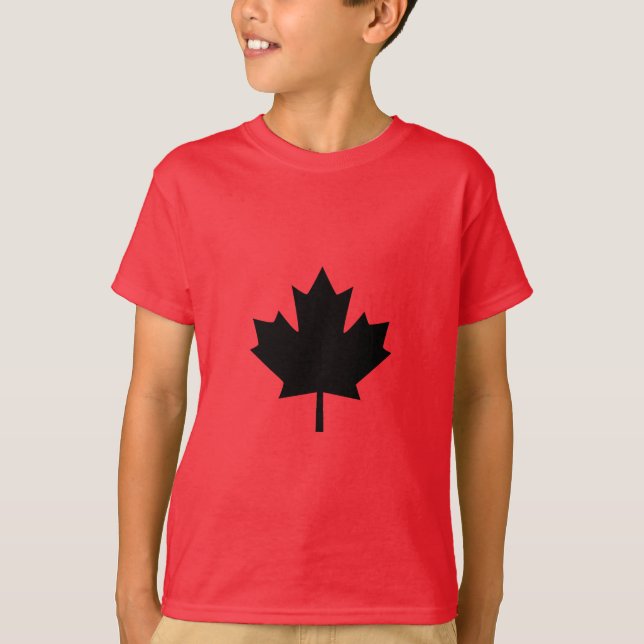 Canadian Black Maple Leaf Design T-Shirt (Front)
