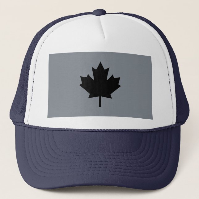 Canadian Black Maple Leaf Design Trucker Hat (Front)