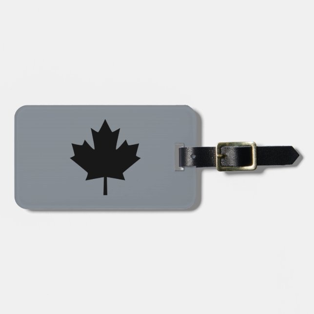 Canadian Black Maple Leaf Graphic Luggage Tag (Front Horizontal)