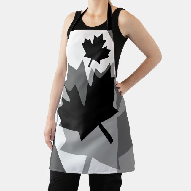 Canadian Black Maple Leaf Layered Style CANADA Apron (Insitu)