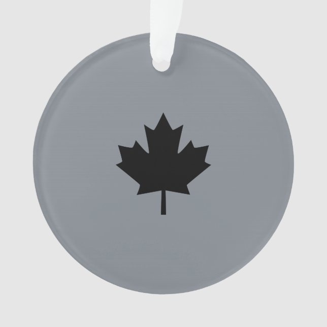 Canadian Black Maple Leaf on Gray Ornament (Front)