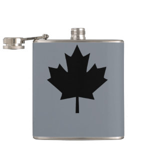 Canadian Black Maple Leaf Style Hip Flask