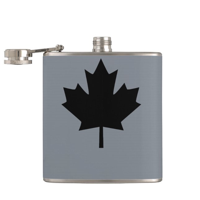 Canadian Black Maple Leaf Style Hip Flask (Opened)