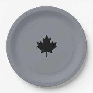 Canadian Black Maple Leaf Style Paper Plate