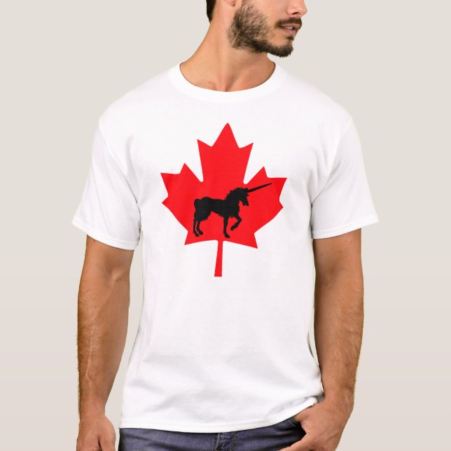 Canadian Black Unicorn T-shirt Weird Unicorn Tee (Front)