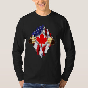 Canadian Blood Inside Me Canada American Flag T-Shirt