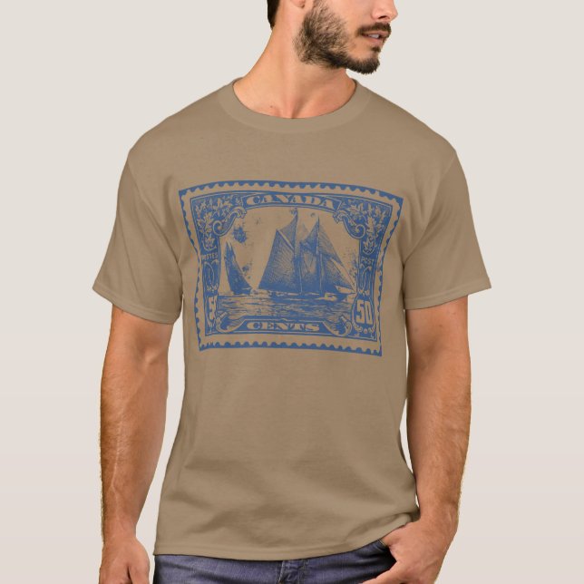 Canadian Blue Nose Postage Stamp T-Shirt (Front)