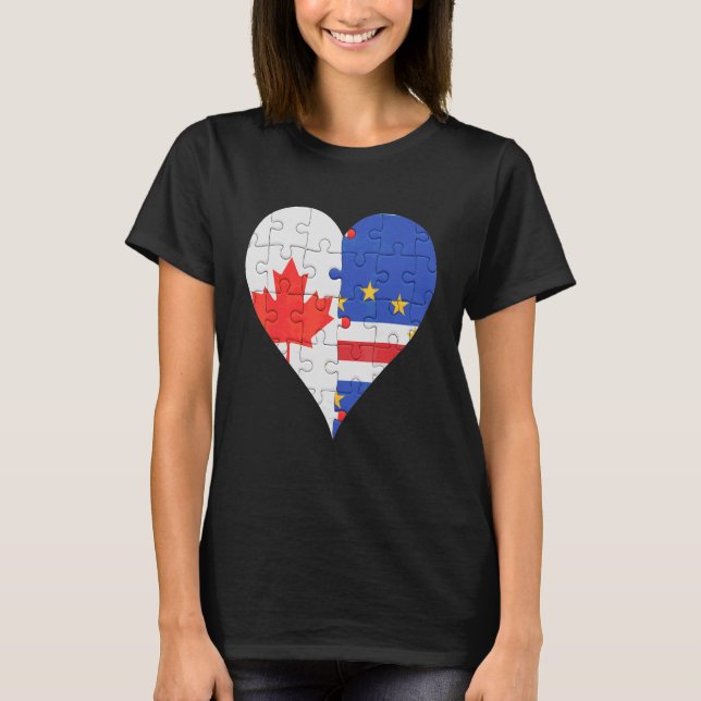 Canadian Cape Verdean Flag Heart T-Shirt (Front)