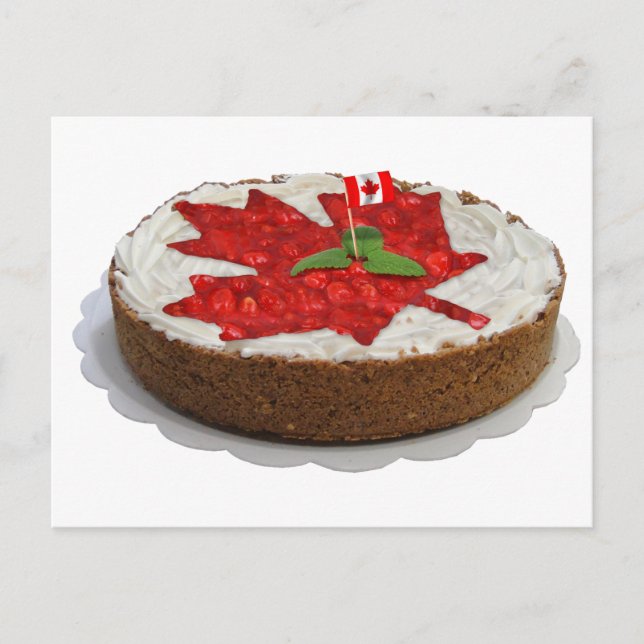 Canadian Cherry Maple Leaf Cake Postcard (Front)