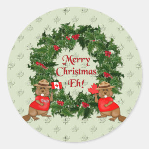 Canadian Christmas Classic Round Sticker