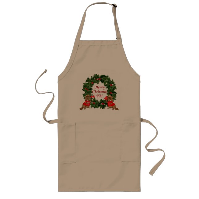 Canadian Christmas Long Apron (Front)