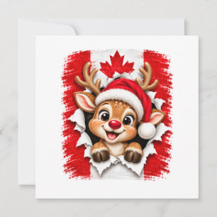 Canadian Christmas Reindeer Invitation