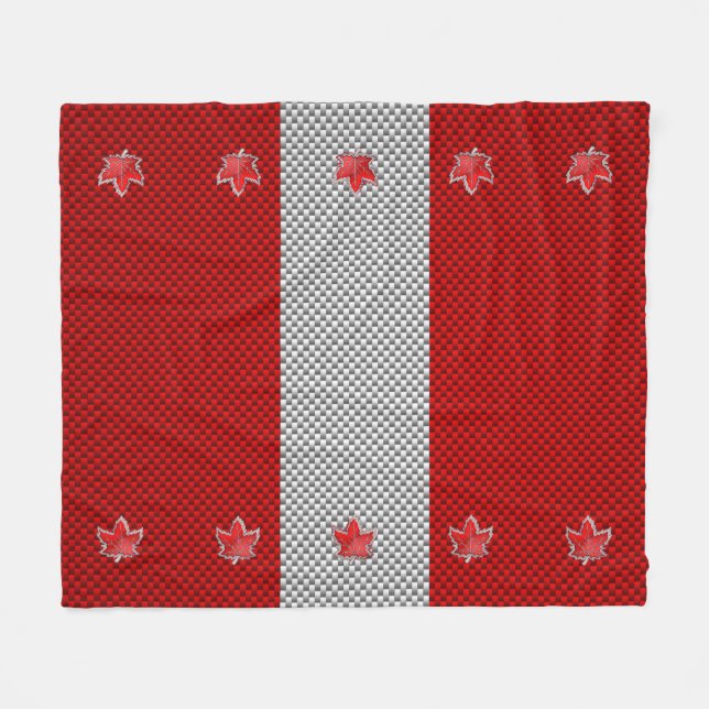 Canadian Chrome Maple Leaf on Carbon Fibre Styles Fleece Blanket (Front (Horizontal))