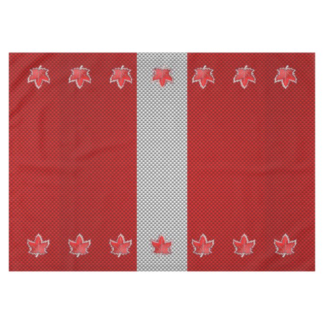 Canadian Chrome Maple Leaf on Carbon Fibre Styles Tablecloth (Front (Horizontal))