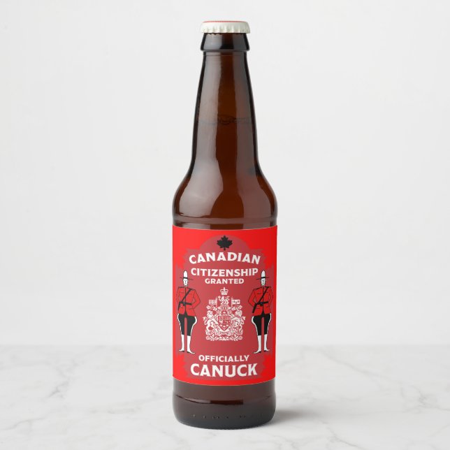 Canadian Citizenship Celebration Gift Beer Bottle Label (Front)