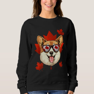 Canadian Corgi Dog Maple Leaf Patriotic Canada Fla Sweatshirt
