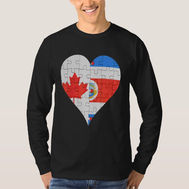 Canadian Costa Rican Flag Heart T-Shirt (Front)