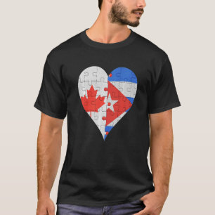 Canadian Cuban Flag Heart T-Shirt